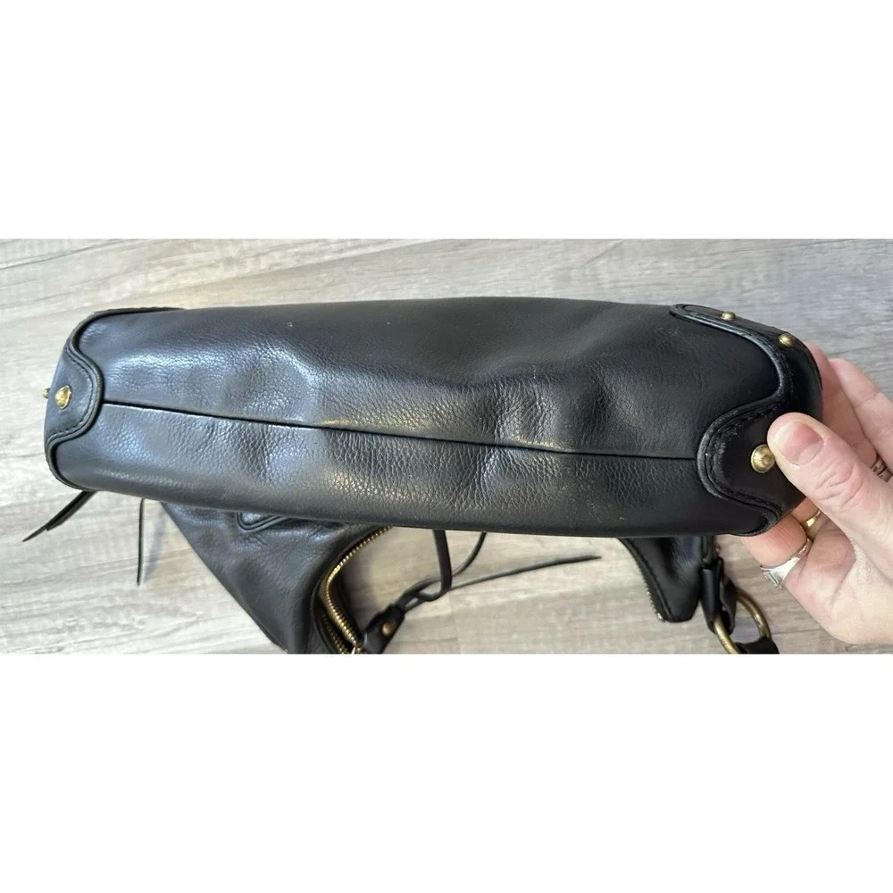 Black Michael Kors Ashbury Pebbled‎ Leather Shoulder Bag Hobo Purse Gold